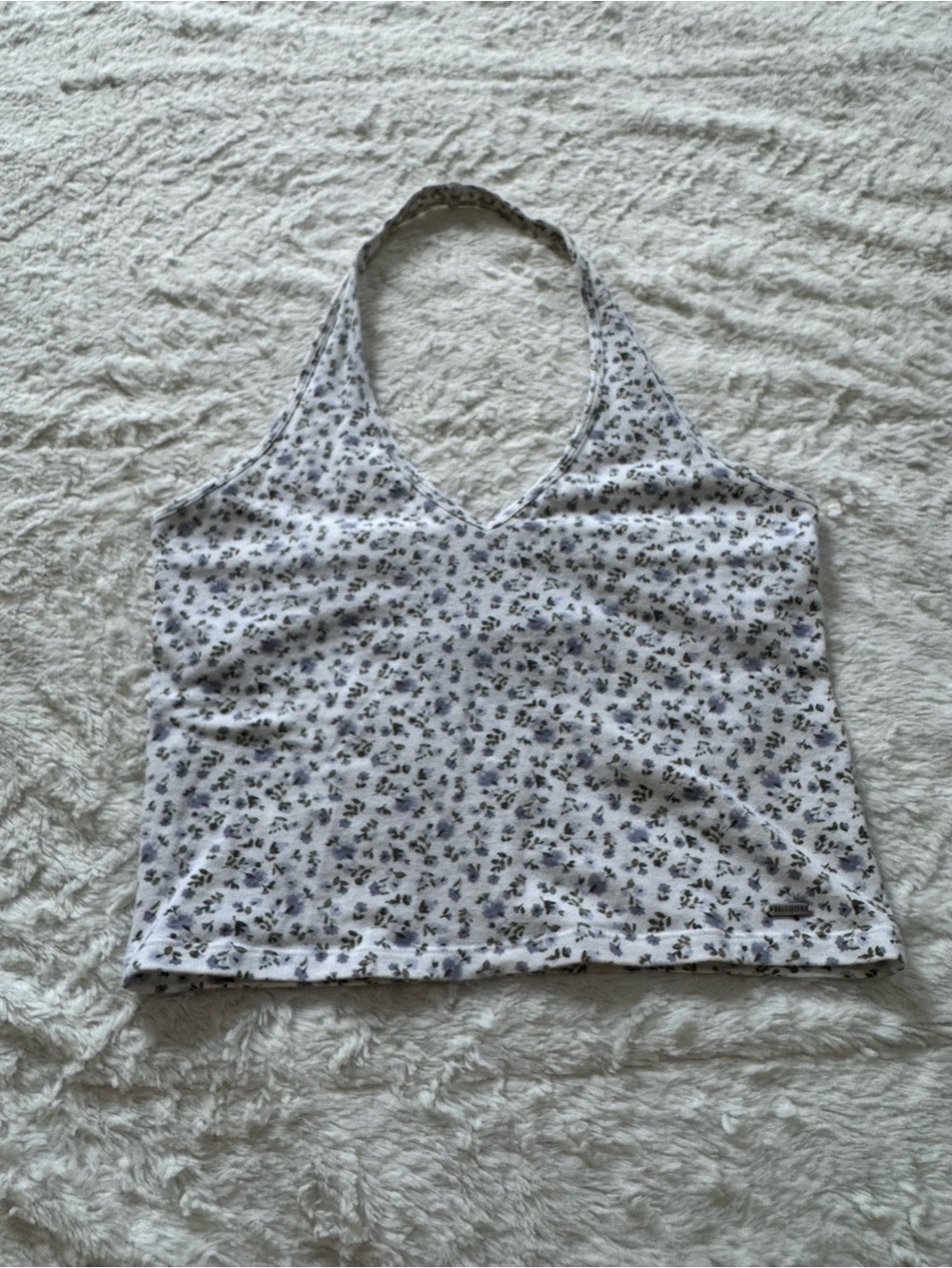 White Floral Halter Tank Top